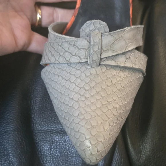 HOST PICK! 🎉🎊Paper Fox Gray faux snakeskin Strappy Women's Heels sz8 NIB - Picture 7 of 7